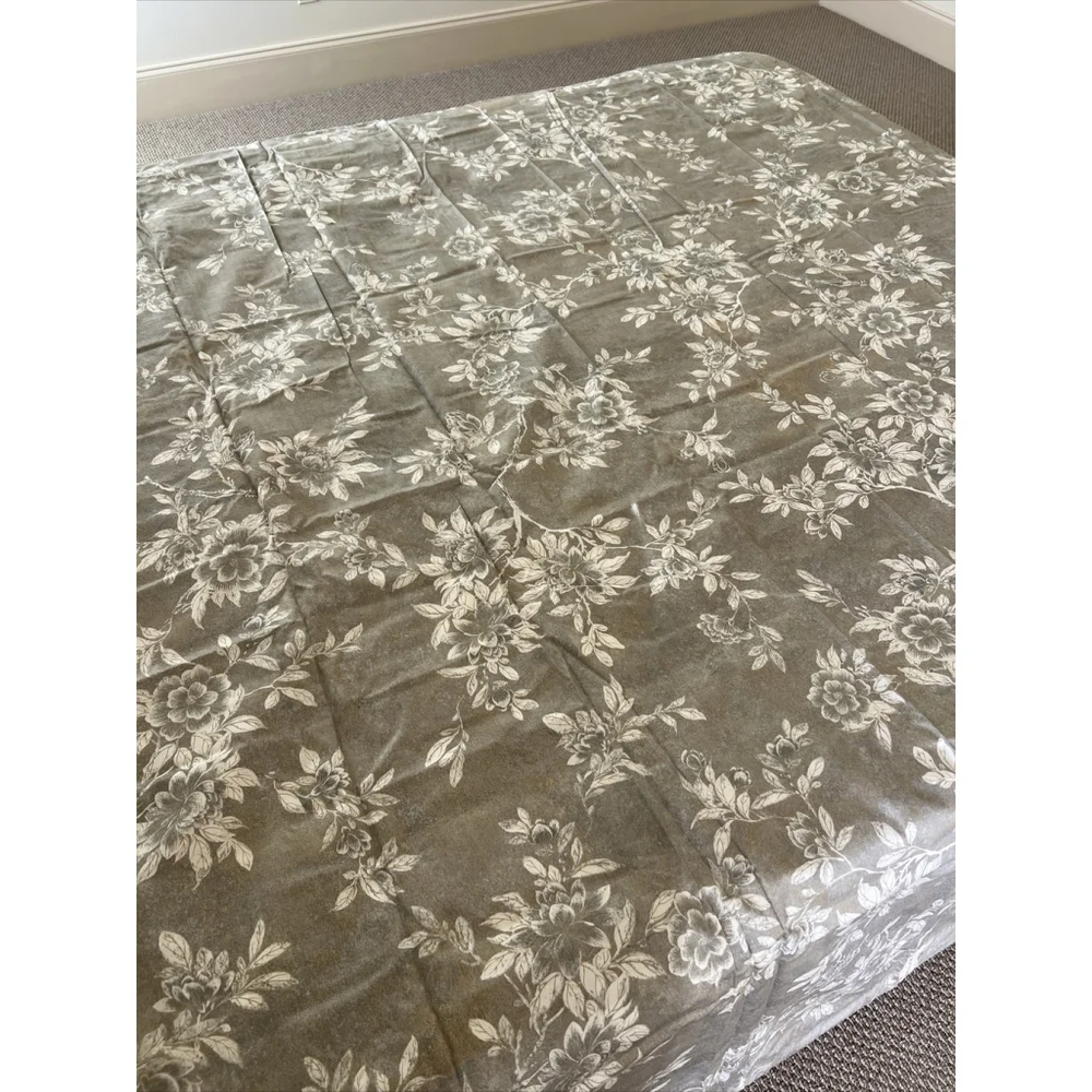 Ralph Lauren Odeon Floral Silver Gray Full Queen Sateen Duvet Cover New Vintage